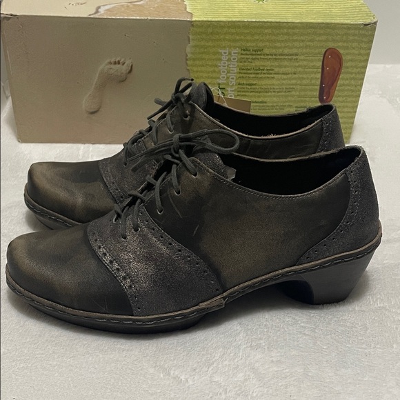 Naot Besalu Grey Shimmer & Vintage Oxford Lace Up Shoes Sz 37 - Picture 3 of 13